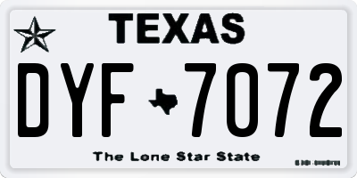 TX license plate DYF7072