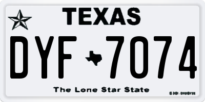 TX license plate DYF7074