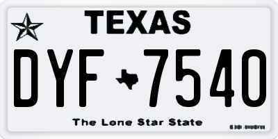 TX license plate DYF7540