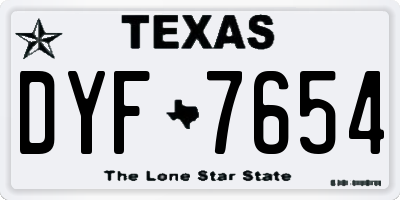 TX license plate DYF7654