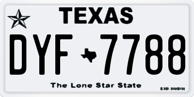 TX license plate DYF7788
