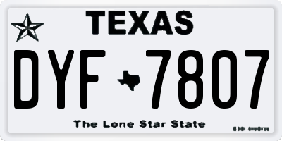 TX license plate DYF7807