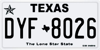 TX license plate DYF8026