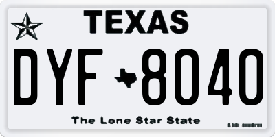 TX license plate DYF8040