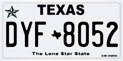 TX license plate DYF8052