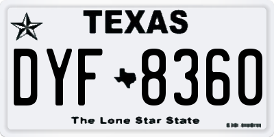 TX license plate DYF8360