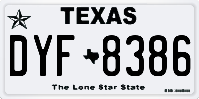 TX license plate DYF8386