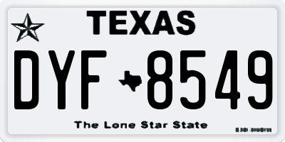 TX license plate DYF8549