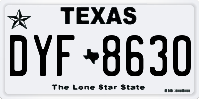 TX license plate DYF8630