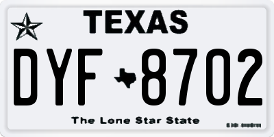 TX license plate DYF8702