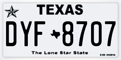 TX license plate DYF8707