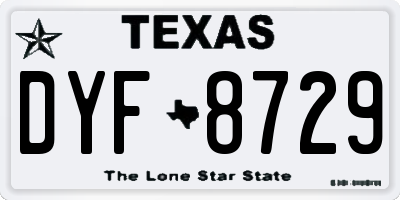 TX license plate DYF8729