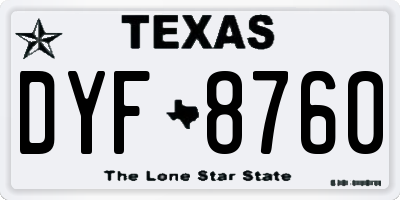 TX license plate DYF8760