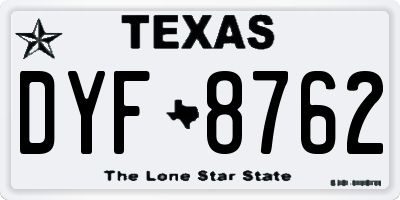 TX license plate DYF8762