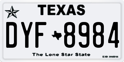 TX license plate DYF8984