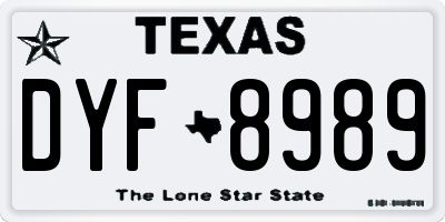 TX license plate DYF8989