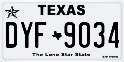TX license plate DYF9034