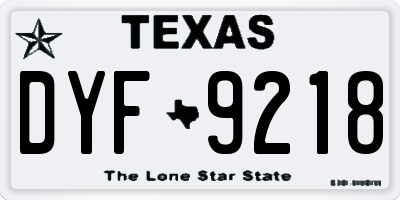 TX license plate DYF9218