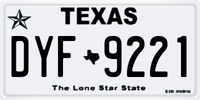 TX license plate DYF9221