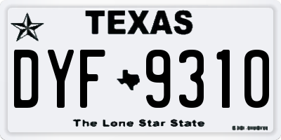 TX license plate DYF9310