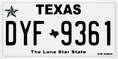 TX license plate DYF9361