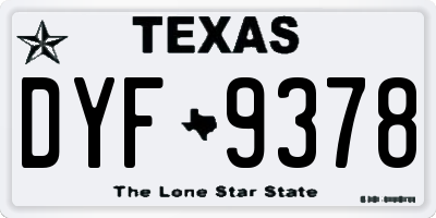 TX license plate DYF9378