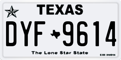 TX license plate DYF9614