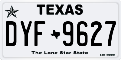 TX license plate DYF9627