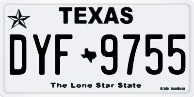 TX license plate DYF9755