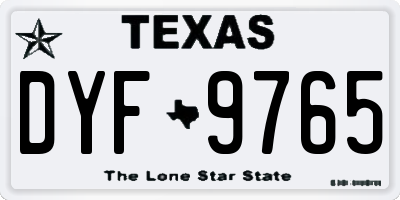 TX license plate DYF9765