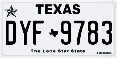 TX license plate DYF9783