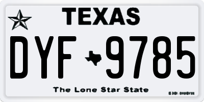 TX license plate DYF9785