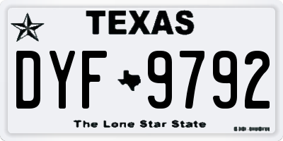 TX license plate DYF9792