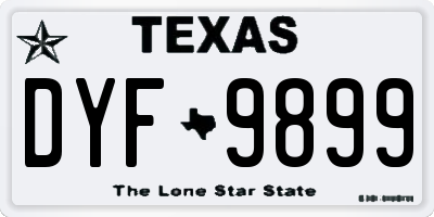 TX license plate DYF9899