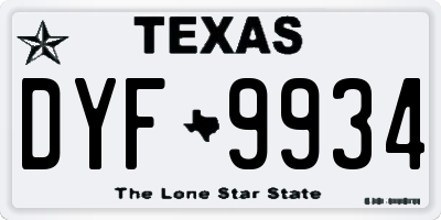 TX license plate DYF9934