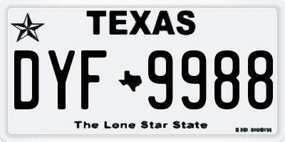 TX license plate DYF9988