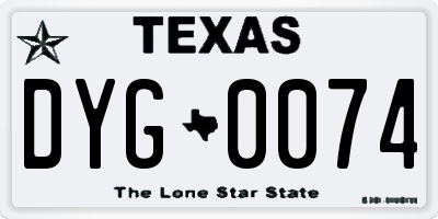 TX license plate DYG0074