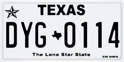 TX license plate DYG0114