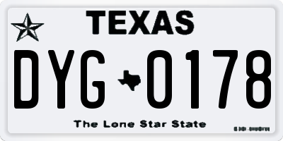 TX license plate DYG0178