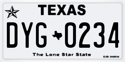 TX license plate DYG0234