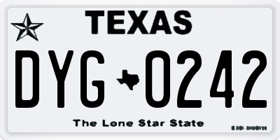 TX license plate DYG0242