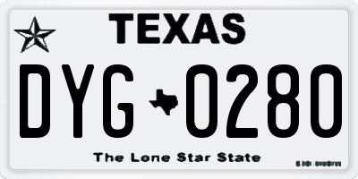 TX license plate DYG0280