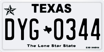 TX license plate DYG0344