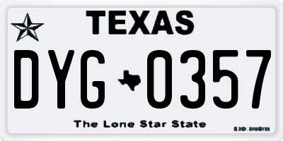 TX license plate DYG0357
