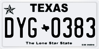 TX license plate DYG0383