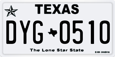 TX license plate DYG0510