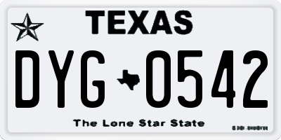 TX license plate DYG0542