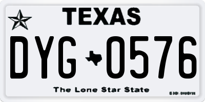 TX license plate DYG0576