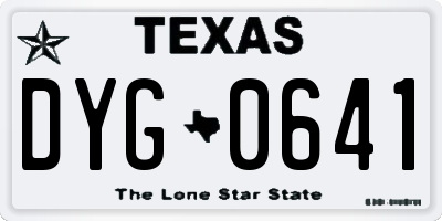 TX license plate DYG0641