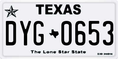 TX license plate DYG0653